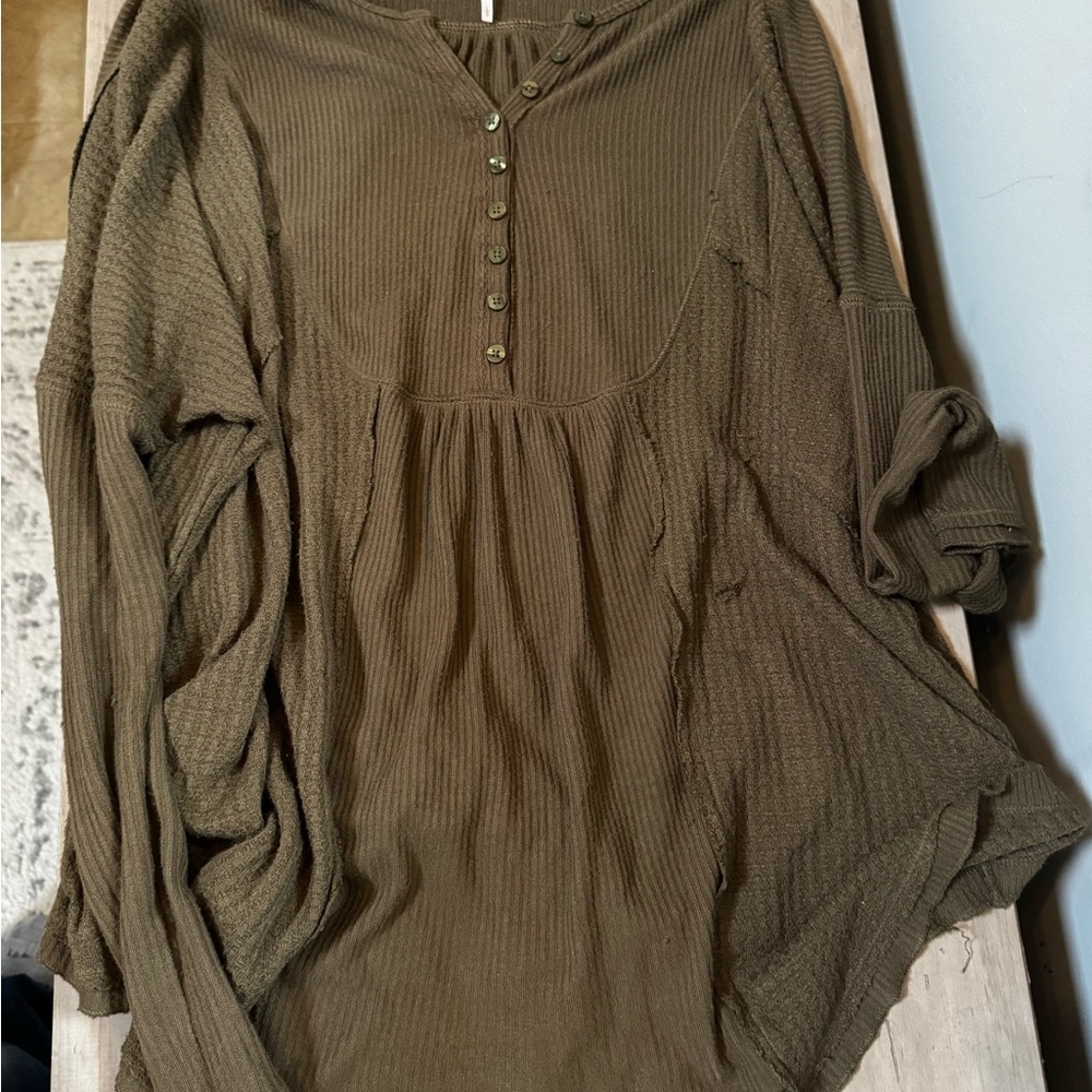 Free People Olive Button-Up Tunic - Picture 2 of 7